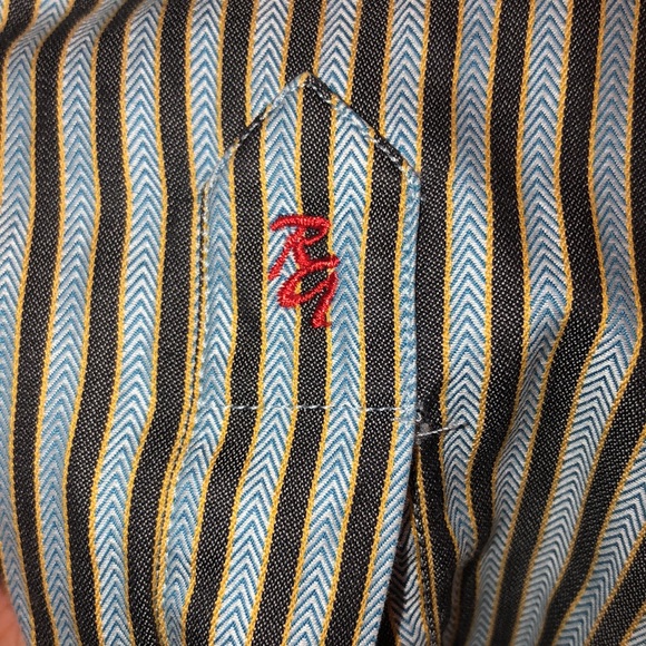 ROBERT GRAHAM Limited Edition Shirt Light Blue With Black & Yellow Stripes - Picture 8 of 11